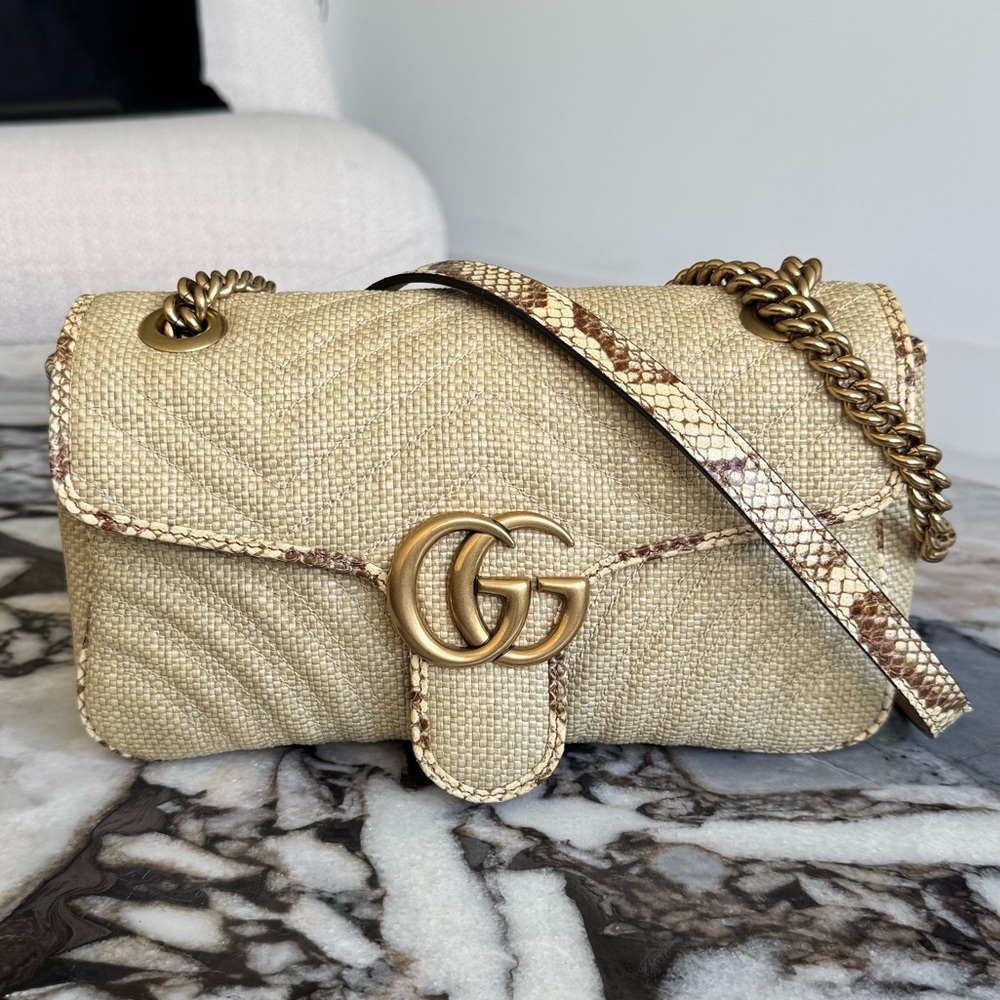 Gucci Marmont Raffia Snakeskin handbag